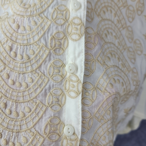 ANTHROPOLOGIE Tiny Gardenia Lace Top  Cotton Cream Sleeveless Lace Front Size M - Picture 5 of 9